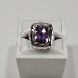 NWT Sterling 585 Cushion Cut 5 Carat Amethyst Ring Size 7